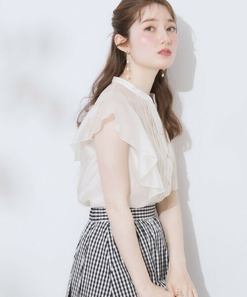 Couture Brooch / クチュールブローチ シャツ・ブラウス | 【洗える・オシャレな透け感】タックデザインフレア袖シアーブラウス | 詳細5