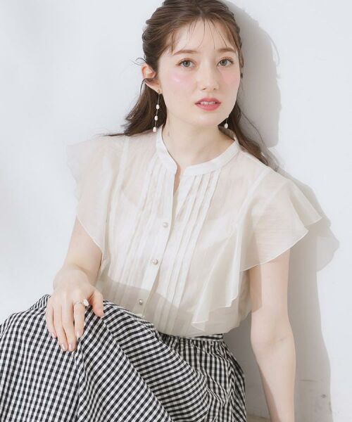 Couture Brooch / クチュールブローチ シャツ・ブラウス | 【洗える・オシャレな透け感】タックデザインフレア袖シアーブラウス | 詳細7