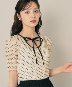 Couture Brooch / クチュールブローチ カットソー | 2WAYリボンドットチュールプルオーバー