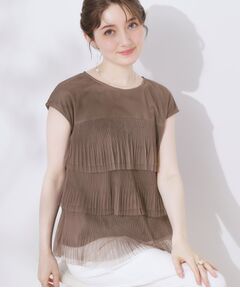 Couture Brooch / クチュールブローチ カットソー | 【マシンウォッシャブル・大人可愛い】チュールプリーツチュニック