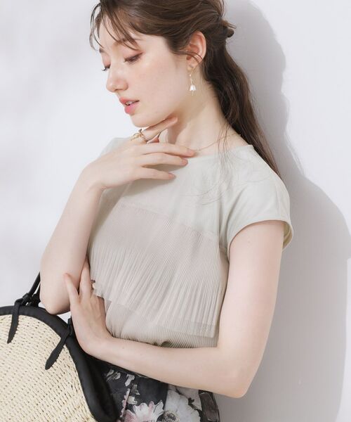 Couture Brooch/クチュールブローチ 【マシンウォッシャブル・大人可愛い】チュールプリーツチュニック ライトグレー(011) 38(M)