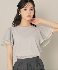 Couture Brooch / クチュールブローチ カットソー | 【マシンウォッシャブル・UVケア・接触冷感・二の腕カバー】配色フレアドッキングカットソー