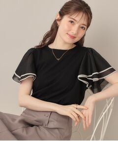 Couture Brooch / クチュールブローチ カットソー | 【マシンウォッシャブル・UVケア・接触冷感・二の腕カバー】配色フレアドッキングカットソー