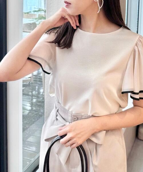 Couture Brooch / クチュールブローチ カットソー | 【マシンウォッシャブル・UVケア・接触冷感・二の腕カバー】配色フレアドッキングカットソー | 詳細10