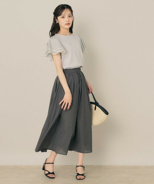 Couture Brooch / クチュールブローチ カットソー | 【マシンウォッシャブル・UVケア・接触冷感・二の腕カバー】配色フレアドッキングカットソー | 詳細11