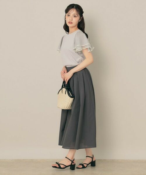 Couture Brooch / クチュールブローチ カットソー | 【マシンウォッシャブル・UVケア・接触冷感・二の腕カバー】配色フレアドッキングカットソー | 詳細12