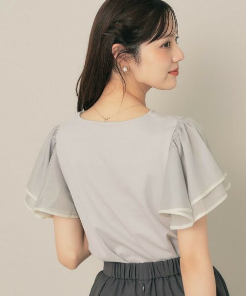 Couture Brooch / クチュールブローチ カットソー | 【マシンウォッシャブル・UVケア・接触冷感・二の腕カバー】配色フレアドッキングカットソー | 詳細16