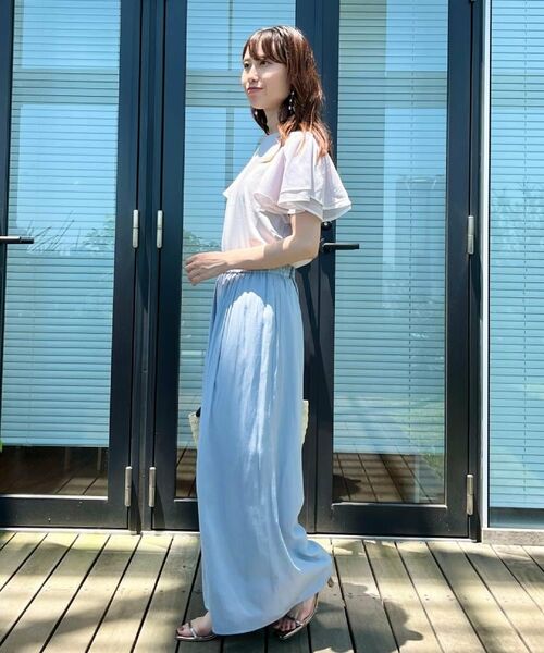 Couture Brooch / クチュールブローチ カットソー | 【マシンウォッシャブル・UVケア・接触冷感・二の腕カバー】配色フレアドッキングカットソー | 詳細18