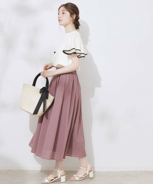 Couture Brooch / クチュールブローチ カットソー | 【マシンウォッシャブル・UVケア・接触冷感・二の腕カバー】配色フレアドッキングカットソー | 詳細2