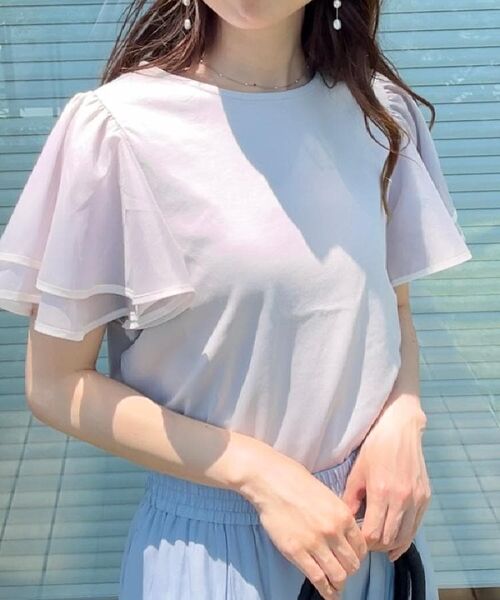 Couture Brooch / クチュールブローチ カットソー | 【マシンウォッシャブル・UVケア・接触冷感・二の腕カバー】配色フレアドッキングカットソー | 詳細20