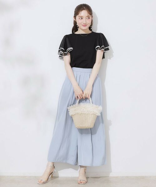 Couture Brooch / クチュールブローチ カットソー | 【マシンウォッシャブル・UVケア・接触冷感・二の腕カバー】配色フレアドッキングカットソー | 詳細21