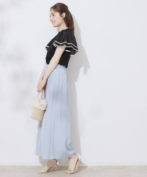 Couture Brooch / クチュールブローチ カットソー | 【マシンウォッシャブル・UVケア・接触冷感・二の腕カバー】配色フレアドッキングカットソー | 詳細22