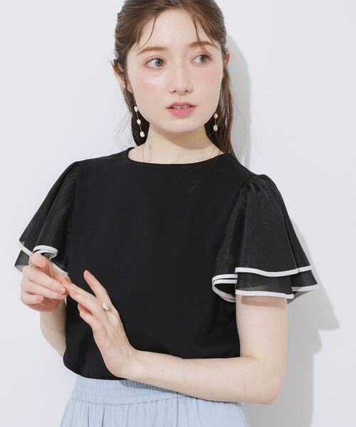 Couture Brooch / クチュールブローチ カットソー | 【マシンウォッシャブル・UVケア・接触冷感・二の腕カバー】配色フレアドッキングカットソー | 詳細26