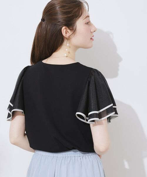 Couture Brooch / クチュールブローチ カットソー | 【マシンウォッシャブル・UVケア・接触冷感・二の腕カバー】配色フレアドッキングカットソー | 詳細27