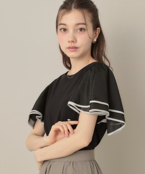 Couture Brooch / クチュールブローチ カットソー | 【マシンウォッシャブル・UVケア・接触冷感・二の腕カバー】配色フレアドッキングカットソー | 詳細29