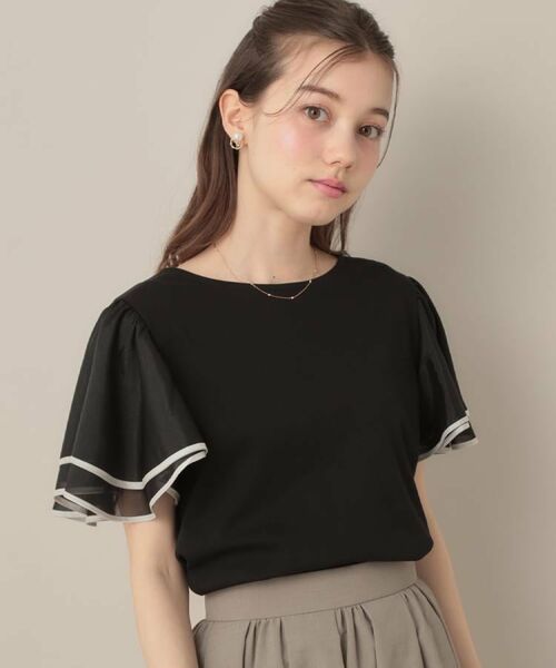 Couture Brooch / クチュールブローチ カットソー | 【マシンウォッシャブル・UVケア・接触冷感・二の腕カバー】配色フレアドッキングカットソー | 詳細30