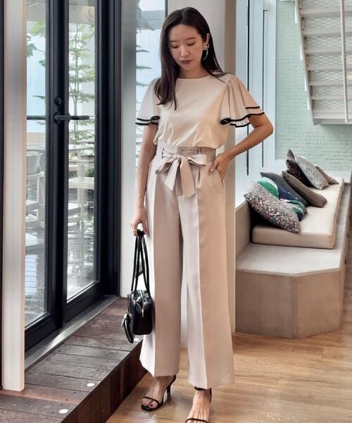 Couture Brooch / クチュールブローチ カットソー | 【マシンウォッシャブル・UVケア・接触冷感・二の腕カバー】配色フレアドッキングカットソー | 詳細7