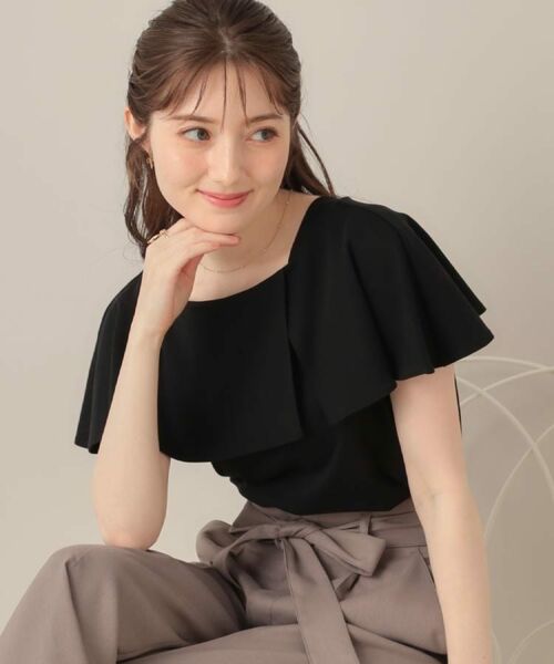 Couture Brooch/クチュールブローチ 【マシンウォッシャブル・UVケア・接触冷感】2WAYケープデザインカットソー ブラック(019) 36(S)