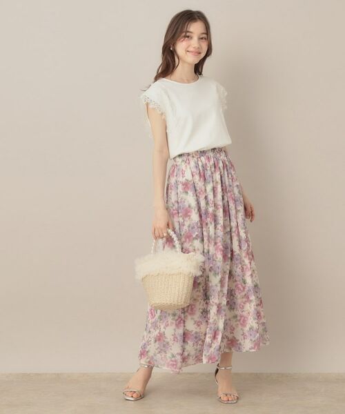 Couture Brooch / クチュールブローチ カットソー | 【マシンウォッシャブル・UVケア・接触冷感】フレンチ肩レースカットソー | 詳細1