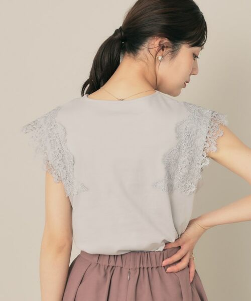 Couture Brooch / クチュールブローチ カットソー | 【マシンウォッシャブル・UVケア・接触冷感】フレンチ肩レースカットソー | 詳細16