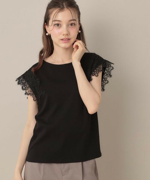 Couture Brooch / クチュールブローチ カットソー | 【マシンウォッシャブル・UVケア・接触冷感】フレンチ肩レースカットソー | 詳細24