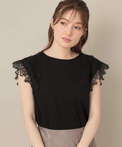 Couture Brooch / クチュールブローチ カットソー | 【マシンウォッシャブル・UVケア・接触冷感】フレンチ肩レースカットソー | 詳細27