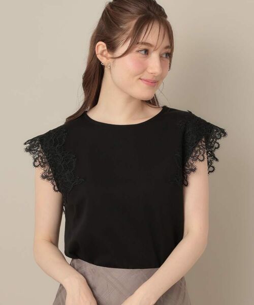 Couture Brooch / クチュールブローチ カットソー | 【マシンウォッシャブル・UVケア・接触冷感】フレンチ肩レースカットソー | 詳細29