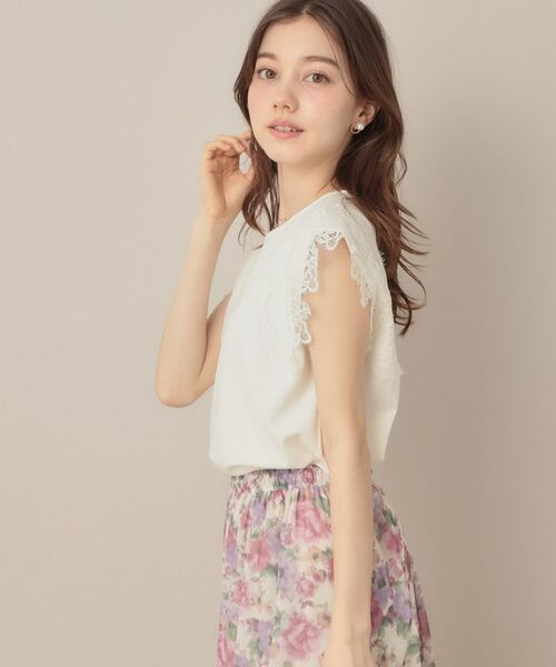 Couture Brooch / クチュールブローチ カットソー | 【マシンウォッシャブル・UVケア・接触冷感】フレンチ肩レースカットソー | 詳細5
