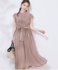 【一枚で着映える・楽ちん・ドライタッチ】フリルスリーブワンピース