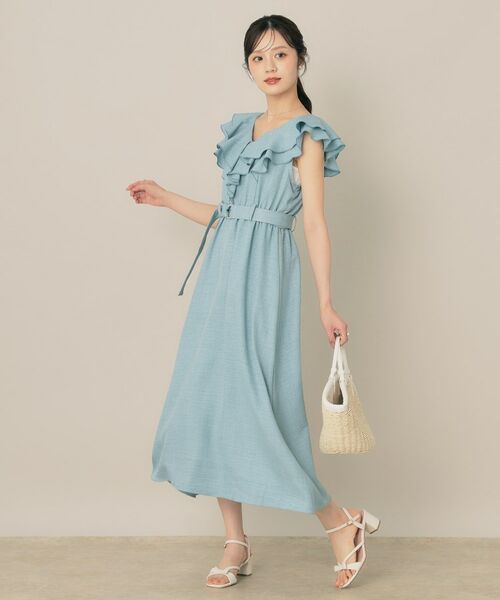 Couture Brooch / クチュールブローチ ロング・マキシ丈ワンピース | デニムライク麻調フリルワンピース | 詳細12