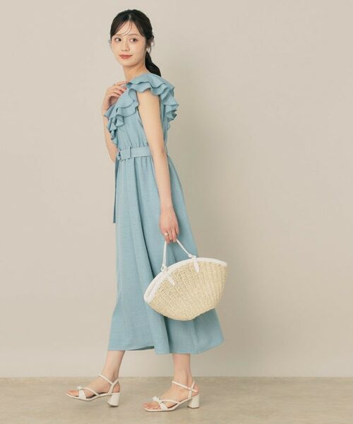 Couture Brooch / クチュールブローチ ロング・マキシ丈ワンピース | デニムライク麻調フリルワンピース | 詳細13