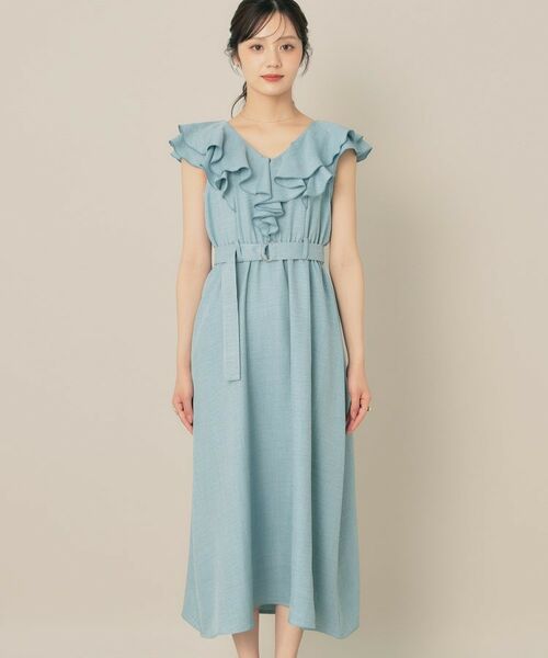 Couture Brooch / クチュールブローチ ロング・マキシ丈ワンピース | デニムライク麻調フリルワンピース | 詳細16