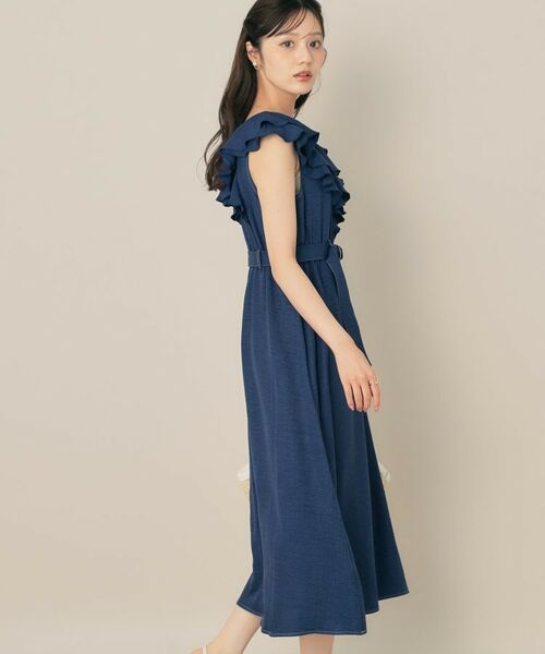 Couture Brooch / クチュールブローチ ロング・マキシ丈ワンピース | デニムライク麻調フリルワンピース | 詳細2