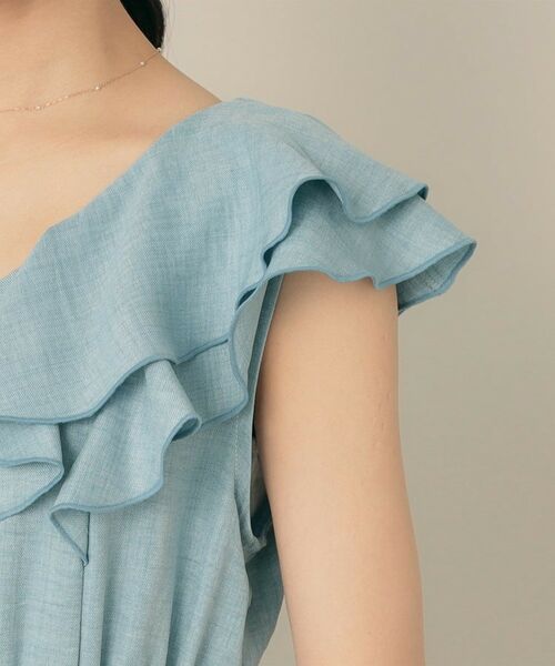 Couture Brooch / クチュールブローチ ロング・マキシ丈ワンピース | デニムライク麻調フリルワンピース | 詳細20