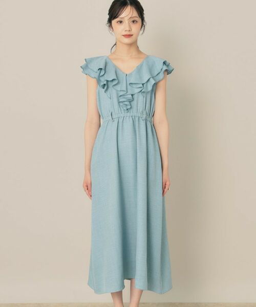 Couture Brooch / クチュールブローチ ロング・マキシ丈ワンピース | デニムライク麻調フリルワンピース | 詳細24
