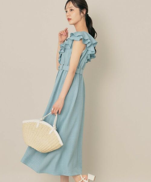 Couture Brooch / クチュールブローチ ロング・マキシ丈ワンピース | デニムライク麻調フリルワンピース | 詳細9