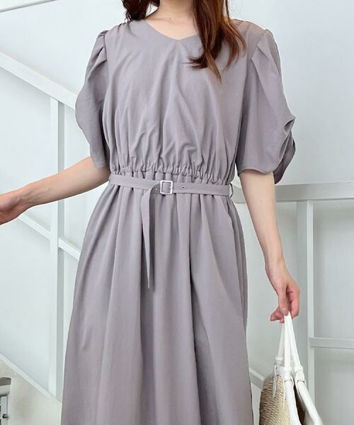 Couture Brooch / クチュールブローチ ロング・マキシ丈ワンピース | 【マシンウォッシャブル・二の腕カバー】ウエストベルトVネックワンピース | 詳細11