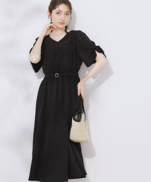 Couture Brooch / クチュールブローチ ロング・マキシ丈ワンピース | 【マシンウォッシャブル・二の腕カバー】ウエストベルトVネックワンピース | 詳細15