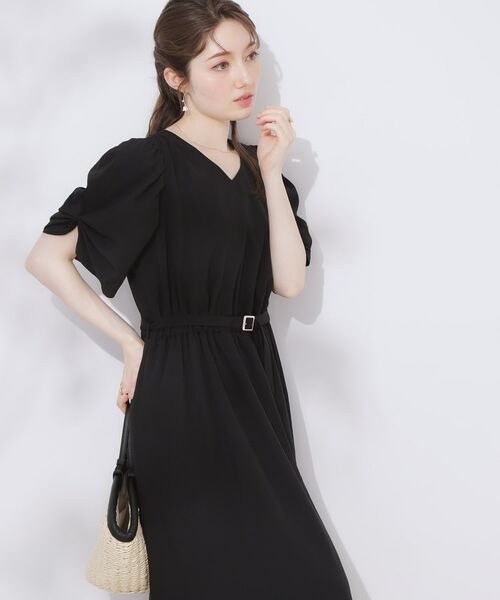 Couture Brooch / クチュールブローチ ロング・マキシ丈ワンピース | 【マシンウォッシャブル・二の腕カバー】ウエストベルトVネックワンピース | 詳細16