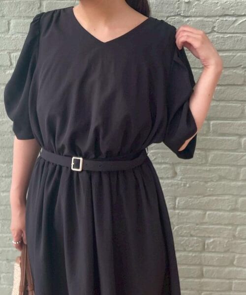 Couture Brooch / クチュールブローチ ロング・マキシ丈ワンピース | 【マシンウォッシャブル・二の腕カバー】ウエストベルトVネックワンピース | 詳細21