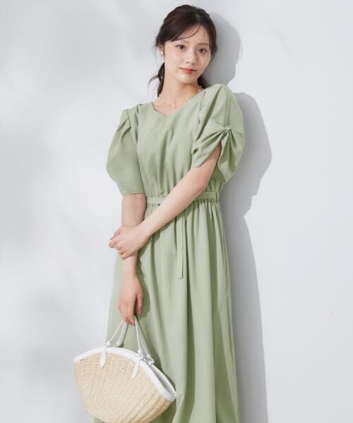 Couture Brooch / クチュールブローチ ロング・マキシ丈ワンピース | 【マシンウォッシャブル・二の腕カバー】ウエストベルトVネックワンピース | 詳細22