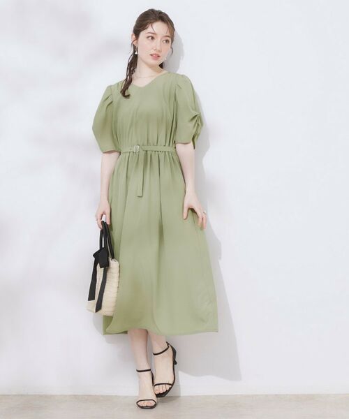 Couture Brooch / クチュールブローチ ロング・マキシ丈ワンピース | 【マシンウォッシャブル・二の腕カバー】ウエストベルトVネックワンピース | 詳細24