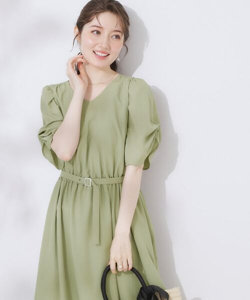 Couture Brooch / クチュールブローチ ロング・マキシ丈ワンピース | 【マシンウォッシャブル・二の腕カバー】ウエストベルトVネックワンピース | 詳細25