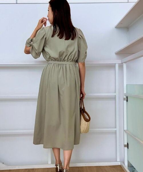 Couture Brooch / クチュールブローチ ロング・マキシ丈ワンピース | 【マシンウォッシャブル・二の腕カバー】ウエストベルトVネックワンピース | 詳細28