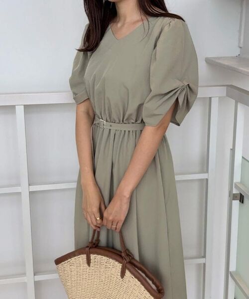 Couture Brooch / クチュールブローチ ロング・マキシ丈ワンピース | 【マシンウォッシャブル・二の腕カバー】ウエストベルトVネックワンピース | 詳細29