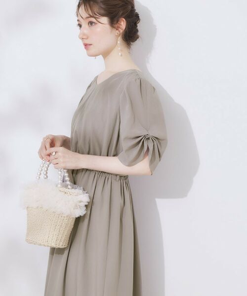 Couture Brooch / クチュールブローチ ロング・マキシ丈ワンピース | 【マシンウォッシャブル・二の腕カバー】ウエストベルトVネックワンピース | 詳細6