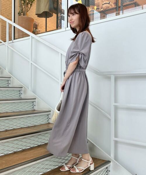 Couture Brooch / クチュールブローチ ロング・マキシ丈ワンピース | 【マシンウォッシャブル・二の腕カバー】ウエストベルトVネックワンピース | 詳細9