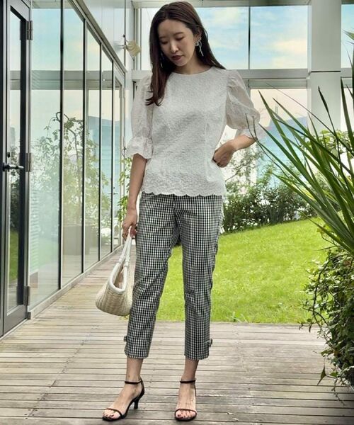 Couture Brooch / クチュールブローチ シャツ・ブラウス | 【一枚で着映える・花柄刺繍・5分袖】バックレースアップ カットワークレースブラウス | 詳細11