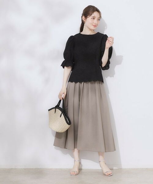 Couture Brooch / クチュールブローチ シャツ・ブラウス | 【一枚で着映える・花柄刺繍・5分袖】バックレースアップ カットワークレースブラウス | 詳細15