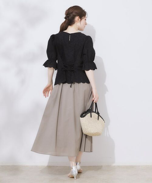 Couture Brooch / クチュールブローチ シャツ・ブラウス | 【一枚で着映える・花柄刺繍・5分袖】バックレースアップ カットワークレースブラウス | 詳細17